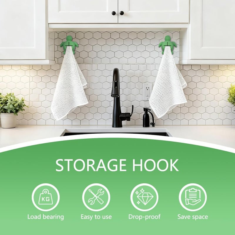 Mhfpl 2 Pack Sea Turtles Adhesive Wall Mount Hand Towel Hook for Camper Refrigerator Cabinet Kitchen Bathroom Wall Dishwasher, Cute Sea Turtles Push Dish Towel Hooks, Small Dish Rag Holder - Image 5